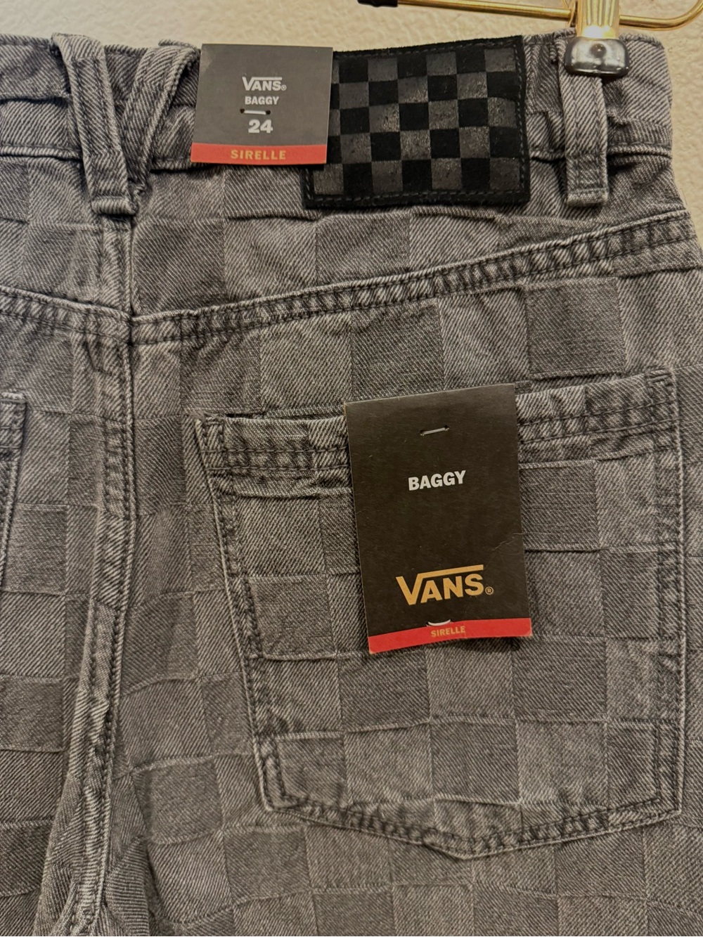 Vans sirelle baggy fit black & grey checkered jeans - Picture 6 of 12